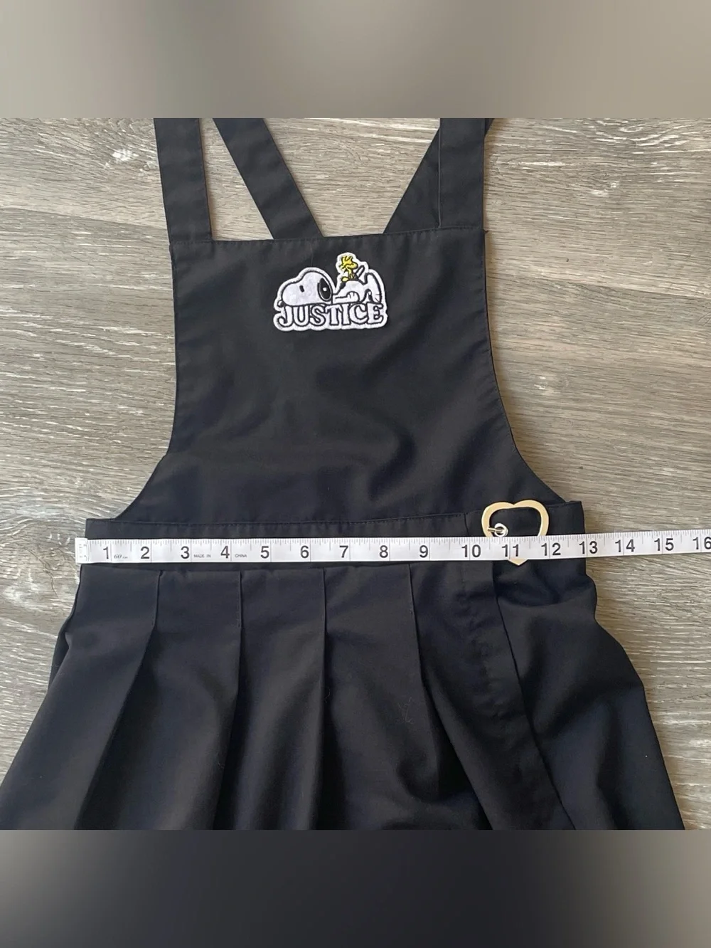 Justice Snoopy Woodstock Black Jumper Dress Girls L 12/14 Pleated Pinafore Y2K